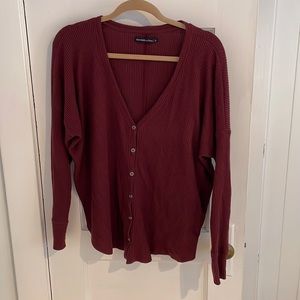 Abercrombie & Fitch L burgundy thermal Henley tee. Gently worn, good condition